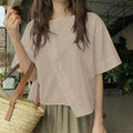 Women's Casual Crew-Neck Top With Asymmetrical Hem