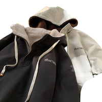 Retro Cashmere Cotton-padded Coat Fleece-lined Hoodie Coat