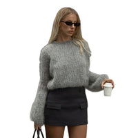 French Chic Style Retro Round Neck Loose And Versatile Knitted Top