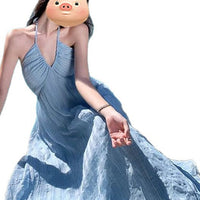 French-style Halter Strap Dress For Summer