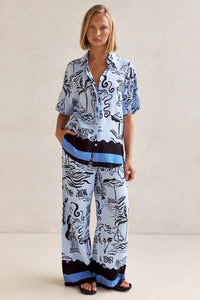 Womens Stylish Casual Printed Top And Pants Set