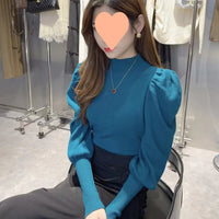 Inner Wear Loose Slimming Belly-covering Top Lantern Sleeve Bottoming Sweater