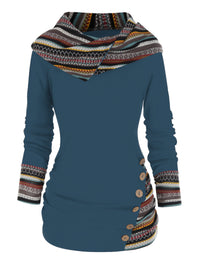 Tribal Geometric Pattern Plaid Patchwork Beanie Jacket
