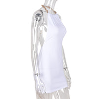 Womens Chain-Strapped Bodycon Off-Shoulder Halter Dress