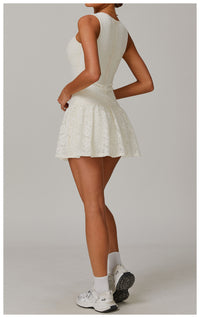 Nude Feel Dress Stitching Mesh Breathable Zipper Dress