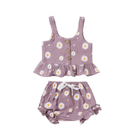 Cute Print Girls' Suit Suspender Tube Top Shorts Two-piece Set