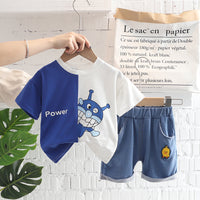 Boys And Girls Cartoon Round Neck Short Sleeve Suit