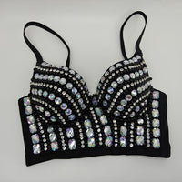 Bubble Bead Acrylic Hand-Sewn Rhinestone Fishbone Bra