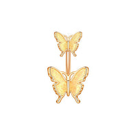 Personalized Zircon Butterfly Round Belly Button Ring