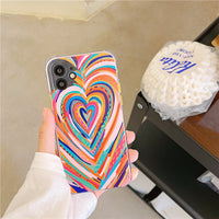 Colorful Heart Couple Phone Case Corner Shockproof Soft Cover Coque