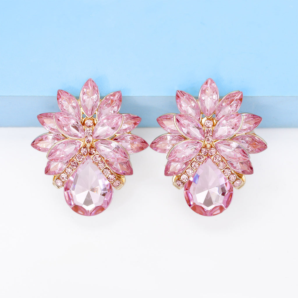 New Fashion Women's Personality Flower Rhinestone-embedded Earrings