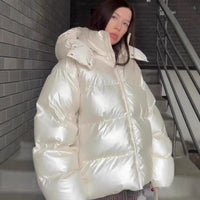 Glossy Removable Cotton Coat For Women