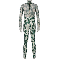 Fashion Women's Printed Halterneck Smocked Jumpsuit