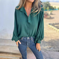 Women's Long-sleeved Lapel Button Shirt Top