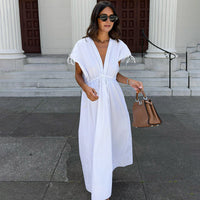 Fashionable Slim-fit V-neck A-line Versatile Dress For Women