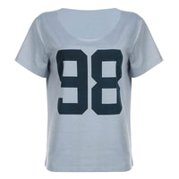 Retro Digital Printed Loose Scoop Short Sleeve Top