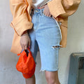 Five-point pants high waist jeans stretch denim shorts