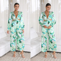 Women's Casual Backless Print Jumpsuit