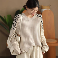 Artistic Casual Top Women's Fashionable Round Neck Cotton Pullover