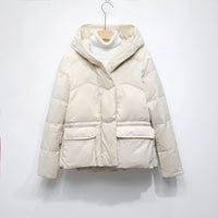 Women's Solid Color Hooded Thick Short Down Jacket