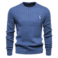 Embroidered Solid Color Knitted Sweater With Deer Pattern