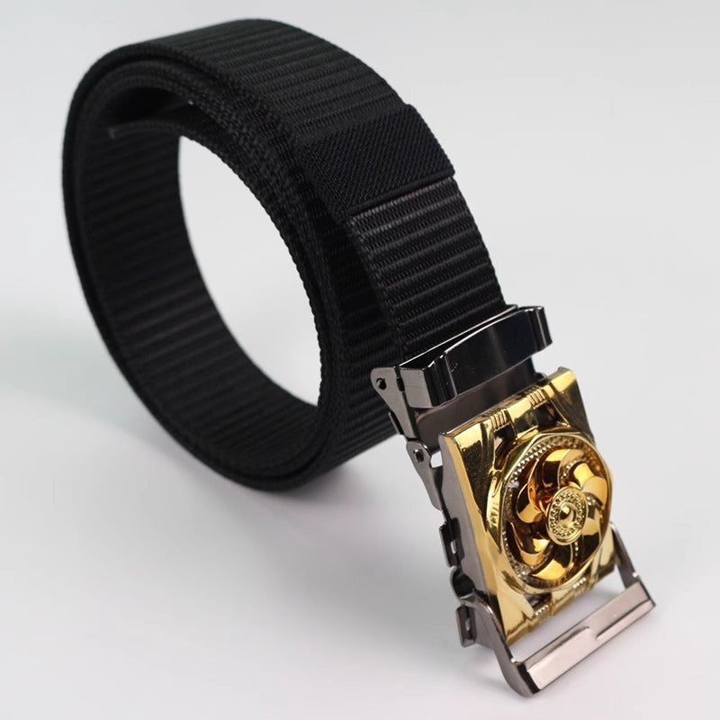 Men's Canvas Smooth Buckle Nylon Pressing Buckle Good Luck Comes Pant Belt