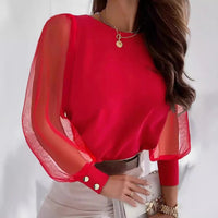 Long Sleeve Fashion Round Neck Petal Sleeve Shirt