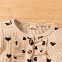 Infant Cotton Pit Strip Print Love Long Climbing Jumpsuit