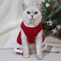 Pet Christmas Bow Fleece Princess Dress