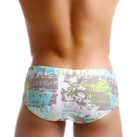 Island Grey Green Palm Silhouette Fashion Boxer Swim Shorts