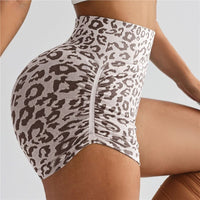 Athletic Leopard-Print Running Tight Yoga Shorts