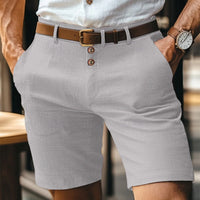 Men's Linen Summer Solid Color Buttons Casual Daily