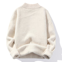 Fashionable Casual Solid-Color Crew-Neck Loose Knitted Pullover Sweater
