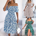 Floral Short-Sleeve Slim-Fit Dress Womens Clothing