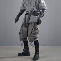 Mechanical Style Ribbon Loose Leisure Workwear Shorts