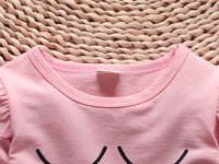 Girls Korean cotton sweater denim bib two-piece suit