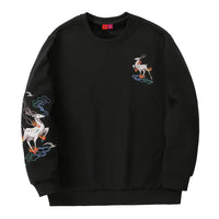 Fashion Embroidered Sweater Deer Round Neck Cotton Jacket Shirt