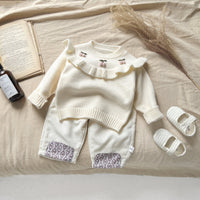 Autumn Winter Baby Long Sleeve Lace Collar Knitted Tops Children's Clothing