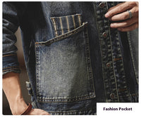American Retro Embroidered Denim Coat Men's Jacket
