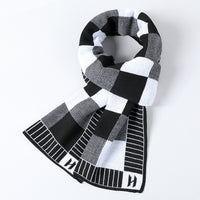 Cashmere Plaid Long Men's Scarf With Neck