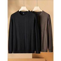Crew-neck Knitted Loose-fit Twisted-pattern Men's Sweater