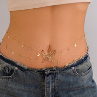 Hot Girl Style Small Butterfly Tassel Double-layer Waist Chain For Women