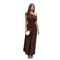 Elegant And Casual Off-shoulder Waist-cinching Dress