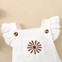 Ins Popular European And American Solid Color Rib Fabric Advanced Embroidery Rompers Jumpsuit