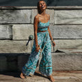 Two piece suit with printed jumpsuit