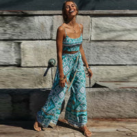 Two piece suit with printed jumpsuit