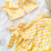 Two-piece skirt with flying sleeves and ruffles