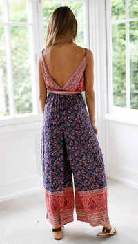 Europe and the United States spring and summer EBAY hot sale jumpsuit sexy sling straps waist print jumpsuit ZC3075
