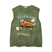 Sausage Dog Print Casual Vest Men
