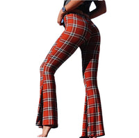 Womens Flare Pants High-Waisted Slim-Fit Trousers Printed Wide-Leg Pants